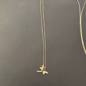 Elegant Gold Dragonfly Pendant Necklace